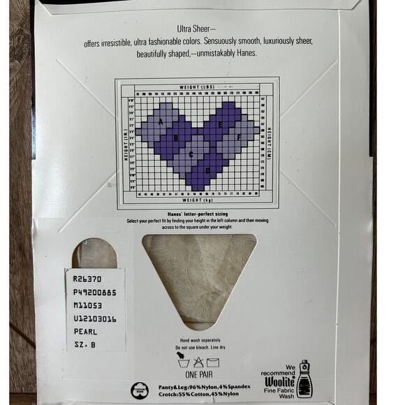 NOS Vintage Hanes Ultra Sheer Pantyhose Sandalfoot Pearl Sz B Style 885 - Picture 2 of 2